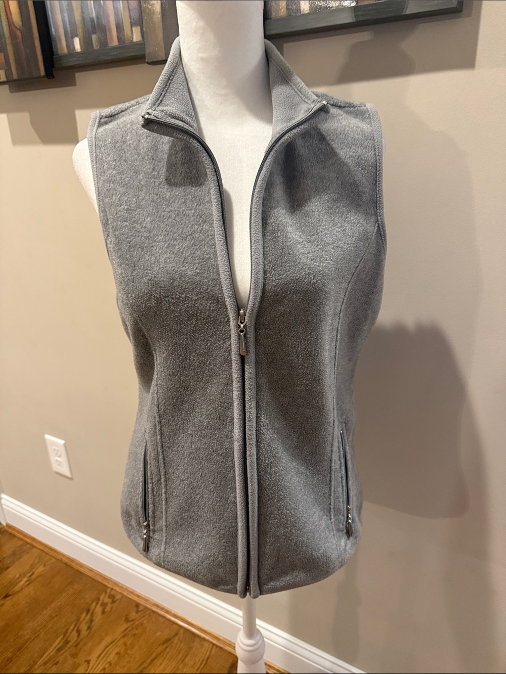 Karen Scott Light Gray Fleece Vest